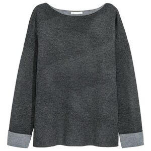 ✨h&m dark grey 3/4 sleeve knitted wool-blend jumper✨